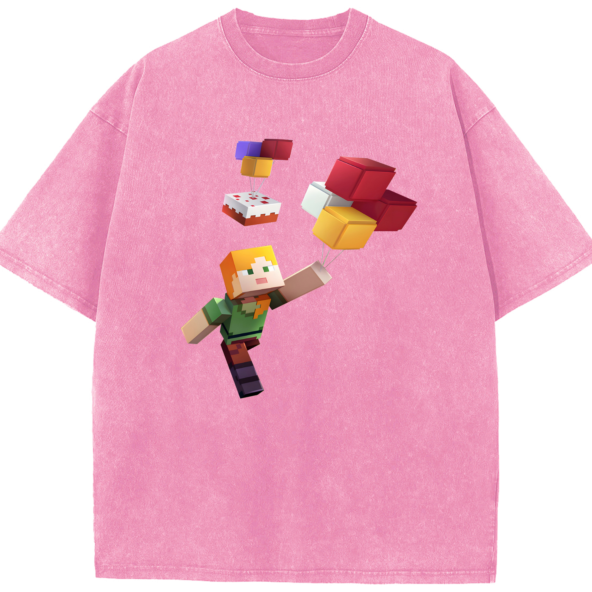 （画像用） マインクラフト ブロックの世界 Minecraft MC Block world 綿100% ヴィンテージ風 半袖Tシャツ（フロントプリント）
